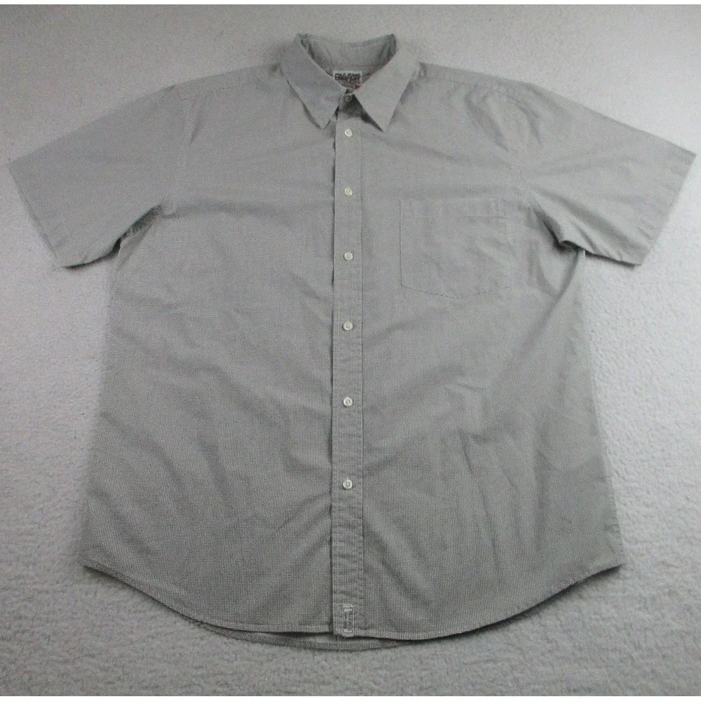Polo Jeans Ralph‎ Lauren Shirt Mens XL White Grid Short Sleeve Button Up Cotton